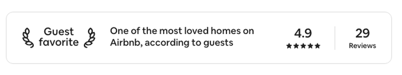 Airbnb Guest Favorite badge, 4.9 stars, 29 reviews, Bismarck short-term rental