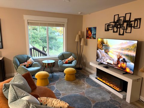 Flip on the electric fireplace and let the evening slow down