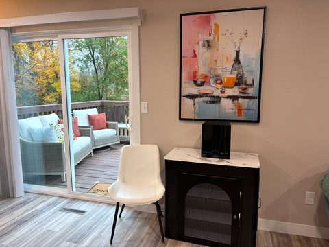 The nook opens into a dining table for four to five, ActivePure unit on top